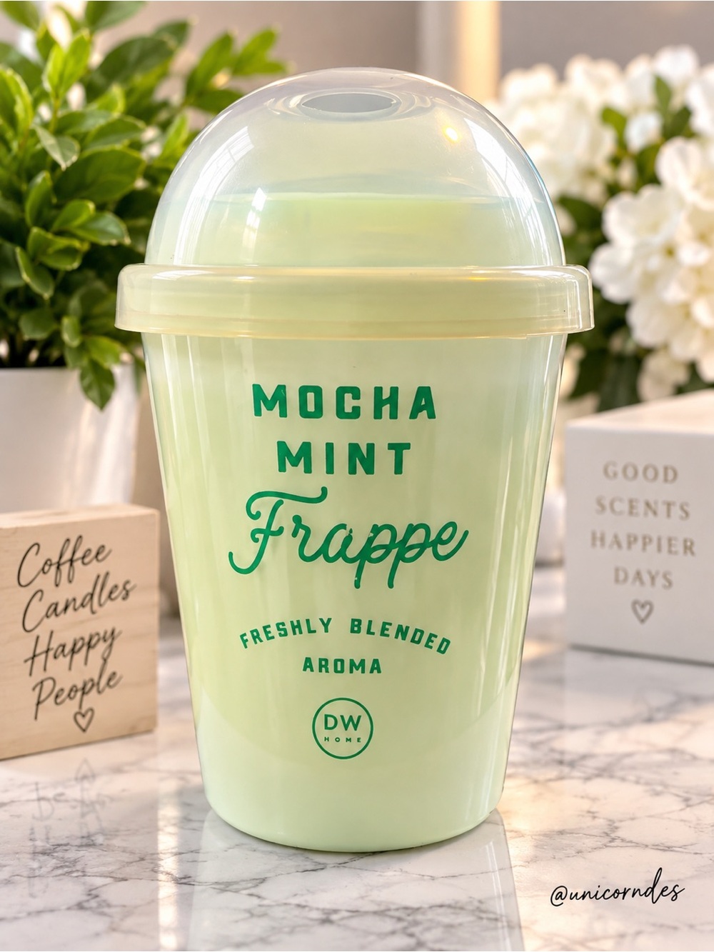 NEW DW Home Mocha Mint Frappe Candle 11.2 oz | Coffee Cup Novelty Candle